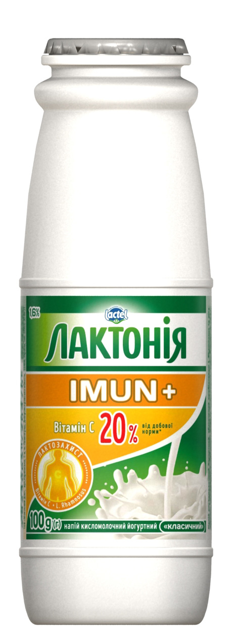 Напій кисломолочний йогуртний з пробіотиком і вітаміном С 1,6% Лактонія Імун+
