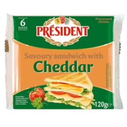 Сир плавлений з Чеддером для сендвічів, 40% Президент