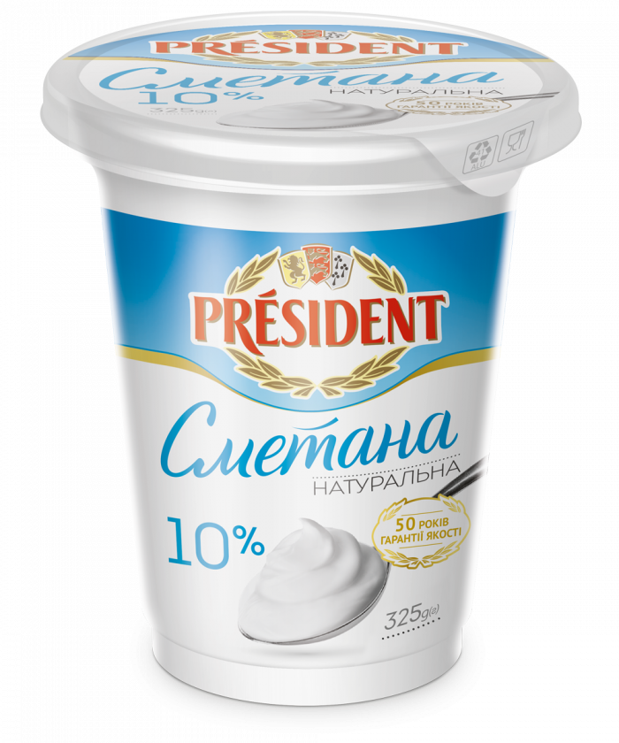 Сметана Президент 10%