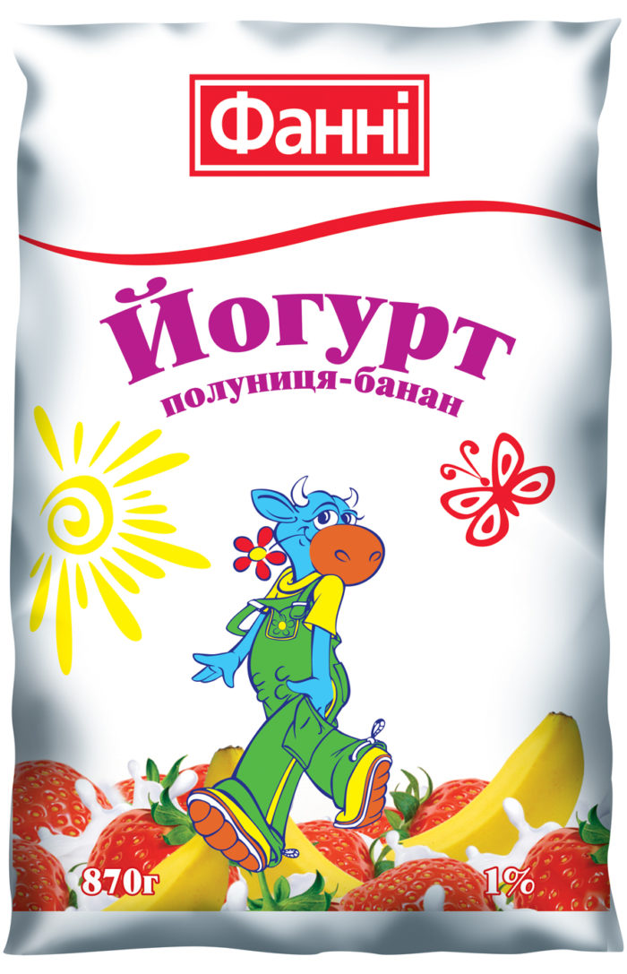 Йогурт питний 1% полуниця-банан Фанні