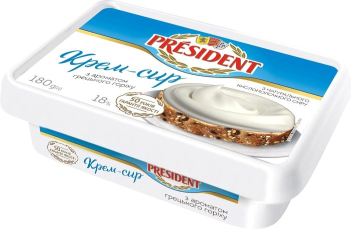 Cream-cheese President with walnut aroma 18% fat (bath 0,180 kg)