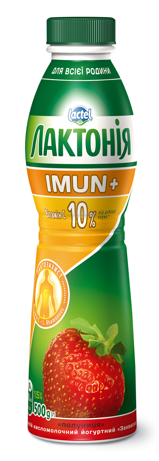 Dairy drink “Zakwaska” enriched with Vitamin C and prebiotic Rhamnosus Strawberry Lactonia Imun+