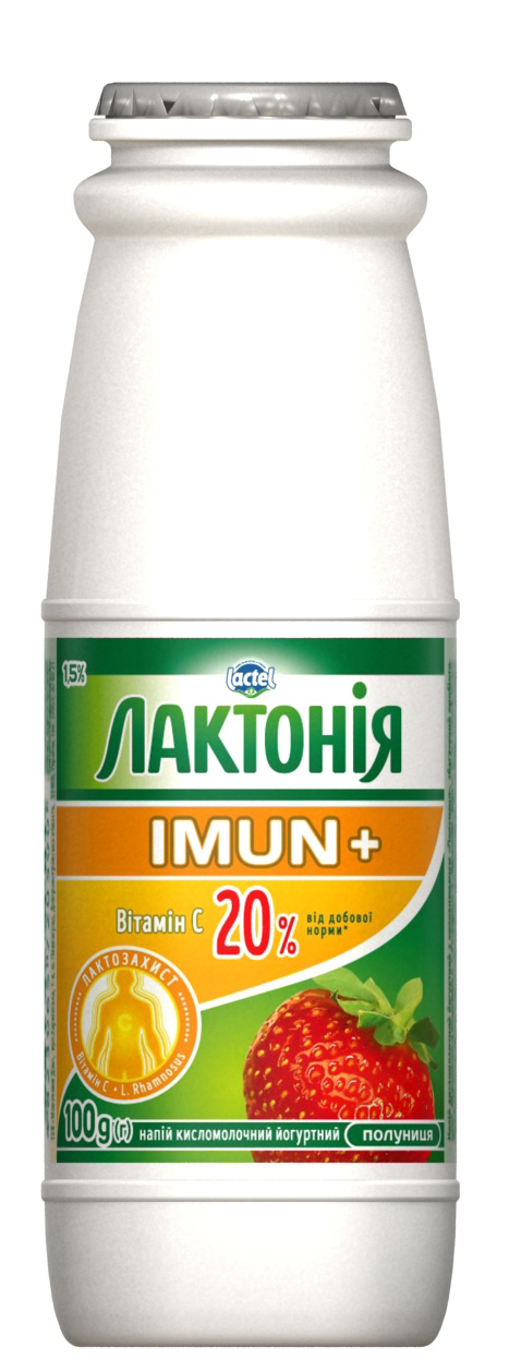 Dairy drink enriched with Vitamin C and prebiotic Rhamnosus Strawberry Lactonia Imun+