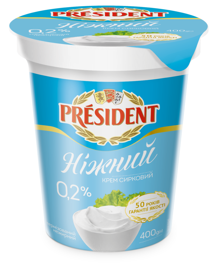 Cream cheese thermised 0.2% “Nizhniy” President (cup 0,400 kg)