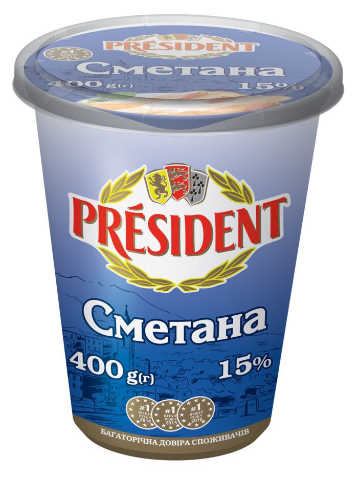 Sour Cream President 15% (Cup 0,400 kg)