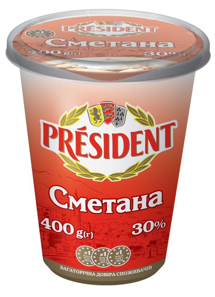 Sour Cream President 30% (Cup 0,400 kg)