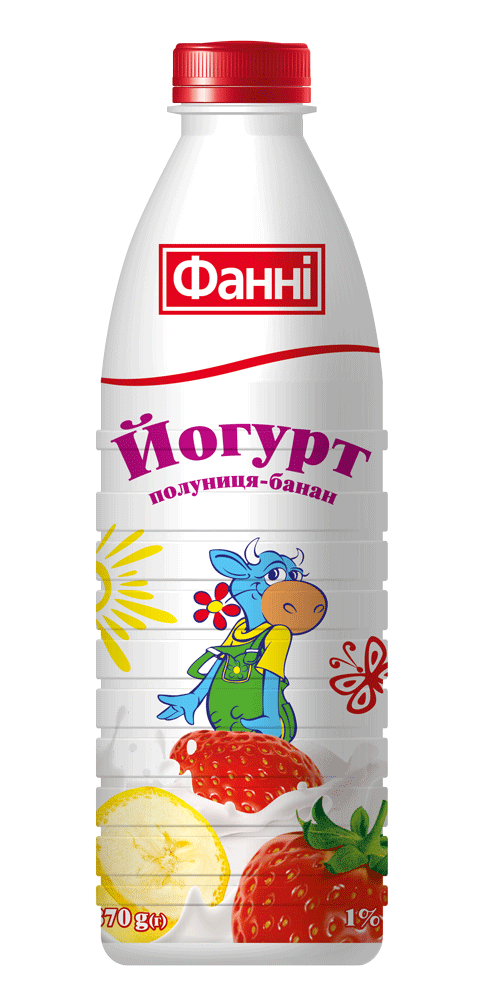 Drinkable yoghurt 1% Strawberry-Banana Fanni (bottle 0,870 kg)