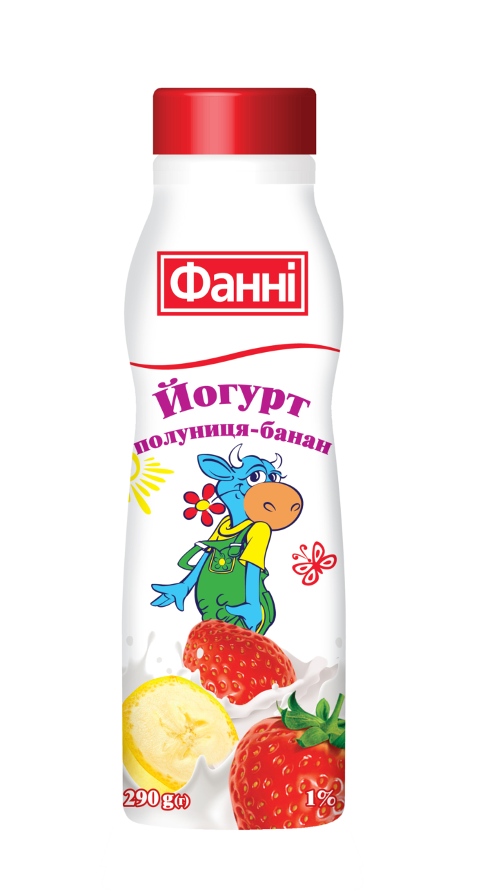 Drinkable yoghurt 1% Strawberry-Banana Fanni (bottle 0,290 kg)