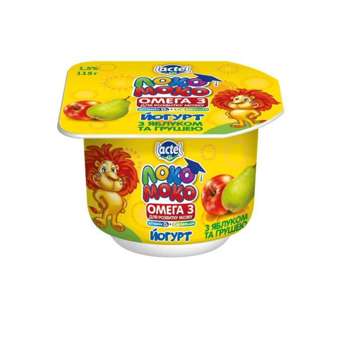 Yoghurt 1,5% Apple-Pear, with Calcium, Omega3 and Vitamin D3 Loko Moko (cup 0,115 kg)