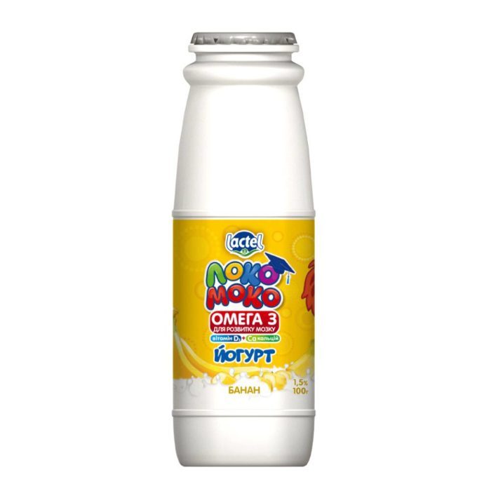 Drinkable yoghurt 1,5% Banana, with Calcium, Omega3 and Vitamin D3 Loko Moko (bottle 0,100 kg)