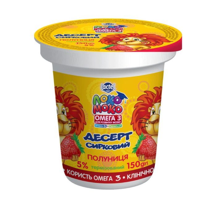 Dessert 5% Strawberry, with Calcium, Omega3 and Vitamin D3 Loko Moko (cup 0,150 kg)