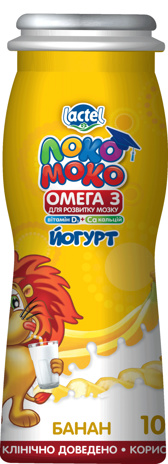 Drinkable yoghurt 1,5% Banana, with Calcium, Omega3 and Vitamin D3 Loko Moko (bottle 0,100 kg)