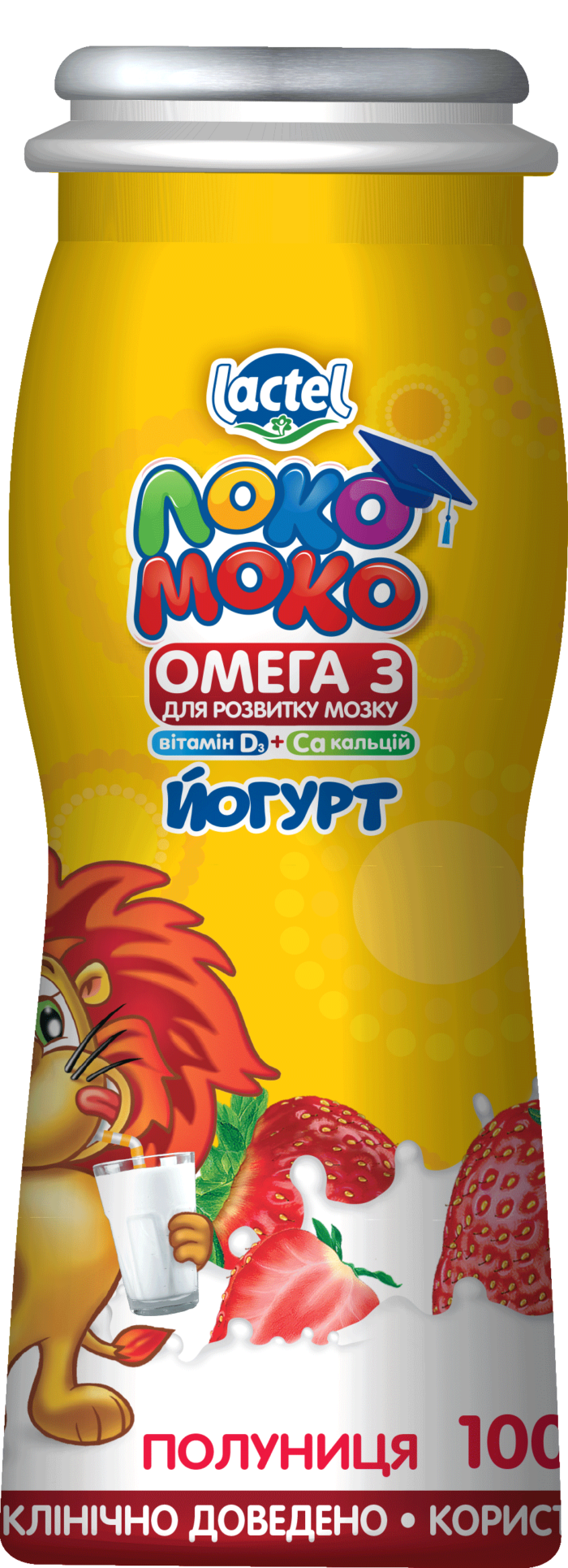 Drinkable yoghurt 1,5% Strawberry, with Calcium, Omega3 and Vitamin D3 Loko Moko (bottle 0,100 kg)
