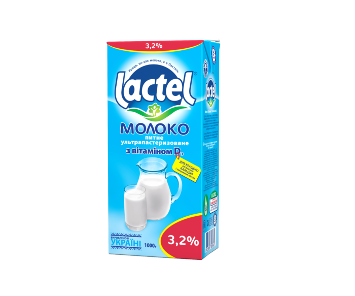 Ultra heat-treated milk Lactel with vitamin D3 3,2%