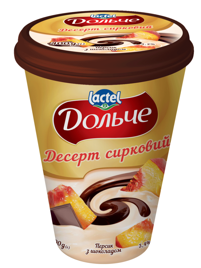 Dessert with chocolate 3,4% Peach Dolce (cup 0,400 kg)