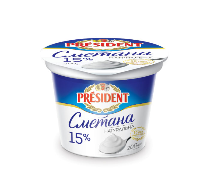 Sour Cream President 15% (Cup 0,200 kg)