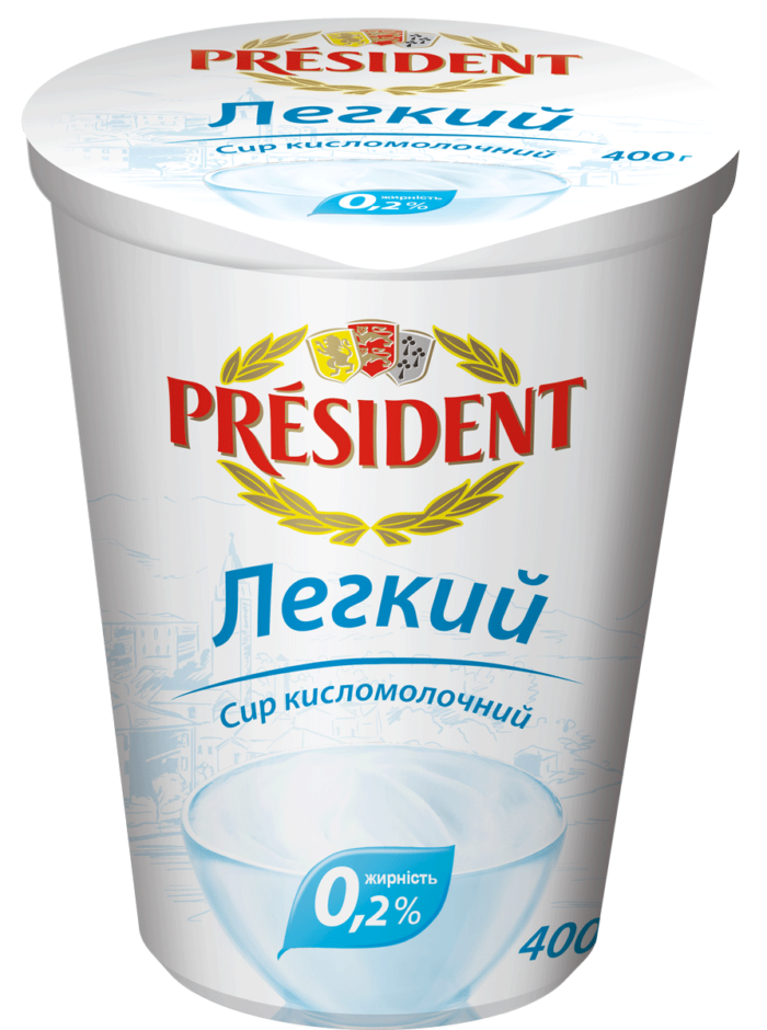 Cream cheese thermised 0.2% “Nizhniy” President (cup 0,400 kg)