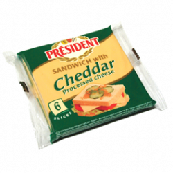 Processed cheese slices with Cheddar 40% Président