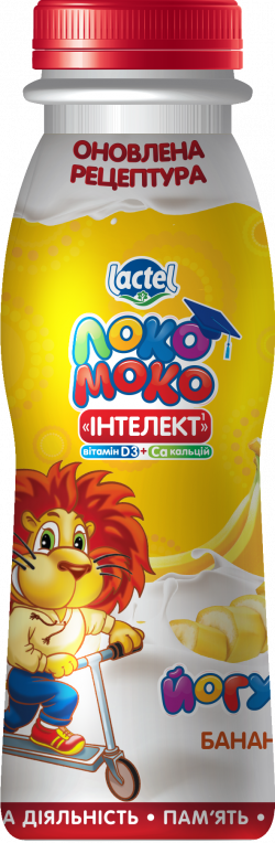 Drinkable yoghurt 1,5% Banana, with complex Intellect, Calcium and Vitamin D3 Loko Moko