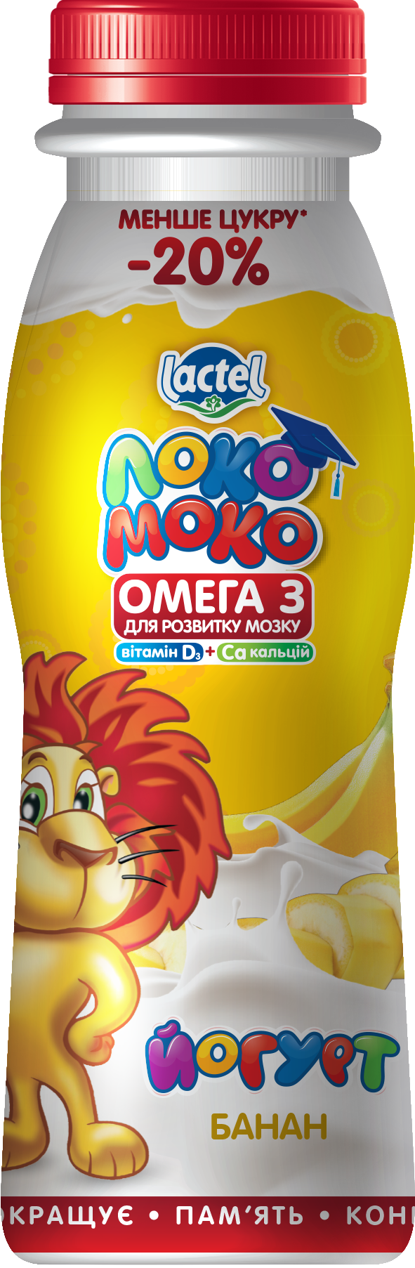 Drinkable yoghurt 1,5% Banana, with Calcium, Omega3 and Vitamin D3 Loko Moko (bottle 0,185 kg)
