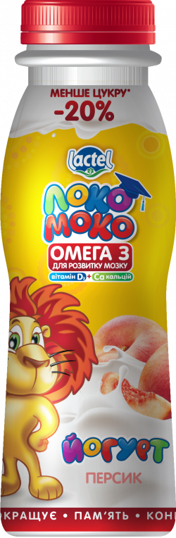Drinkable yoghurt 1,5% Peach, with Calcium, Omega3 and Vitamin D3 Loko Moko (bottle 0,185 kg)