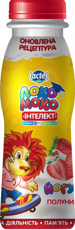 Drinkable yoghurt 1,5% Strawberry, with complex Intellect, Calcium and Vitamin D3 Loko Moko