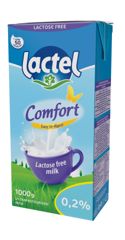 Ultra heat-treated lactose-free milk “Comfort” Lactel 0,2%