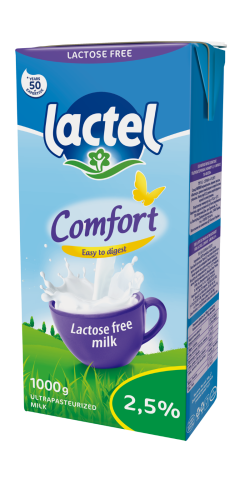 Ultra heat-treated lactose-free milk “Comfort” Lactel 2,5%