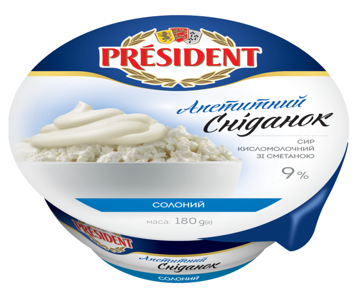 Curd with sour cream salted 9% President