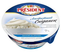 Curd with sour cream salted 9% President