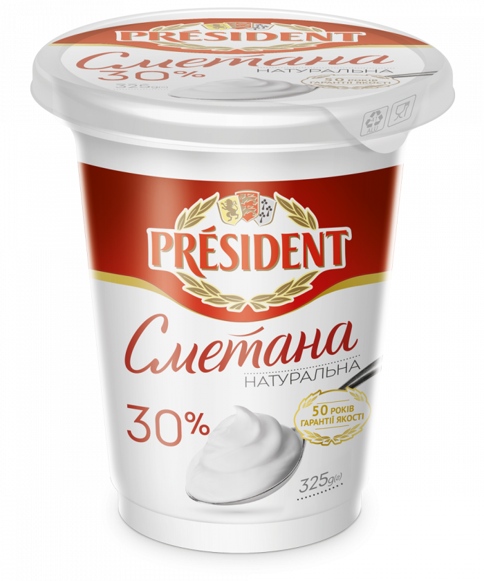 Sour Cream President 30% (Cup 0,325 kg)
