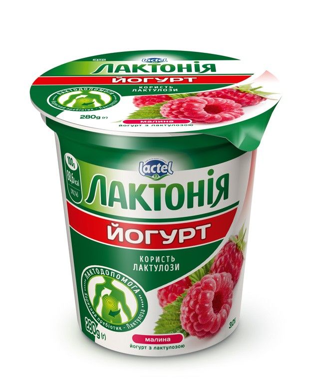 Густий йогурт з наповнювачем Малина з лактулозою «Лактонія»