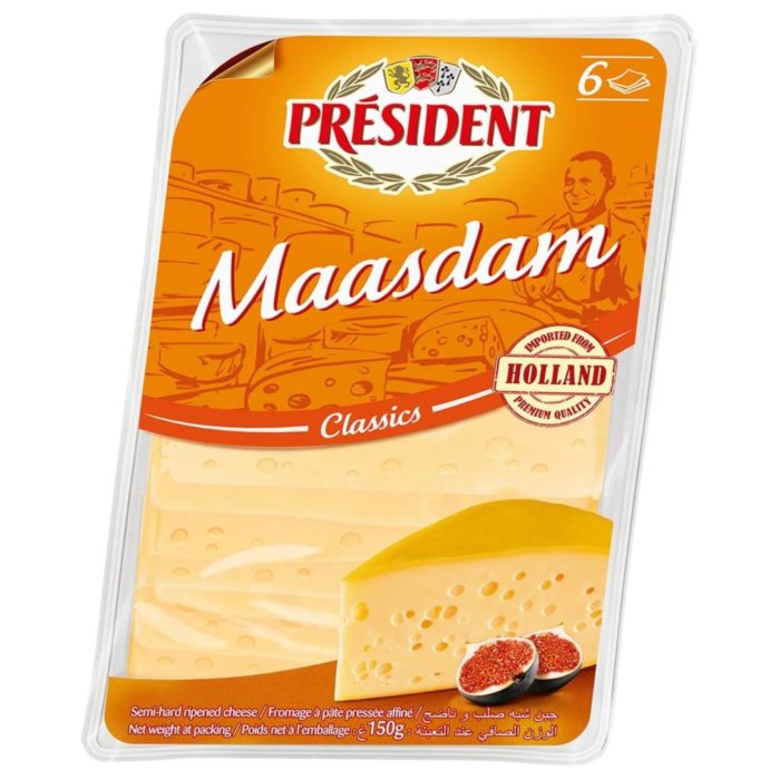 Hard cheese Maasdam slice 45% President