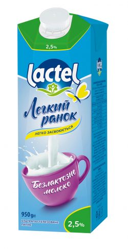 Молоко безлактозне ультрапастеризоване “Легкий Ранок” Лактель 2,5%