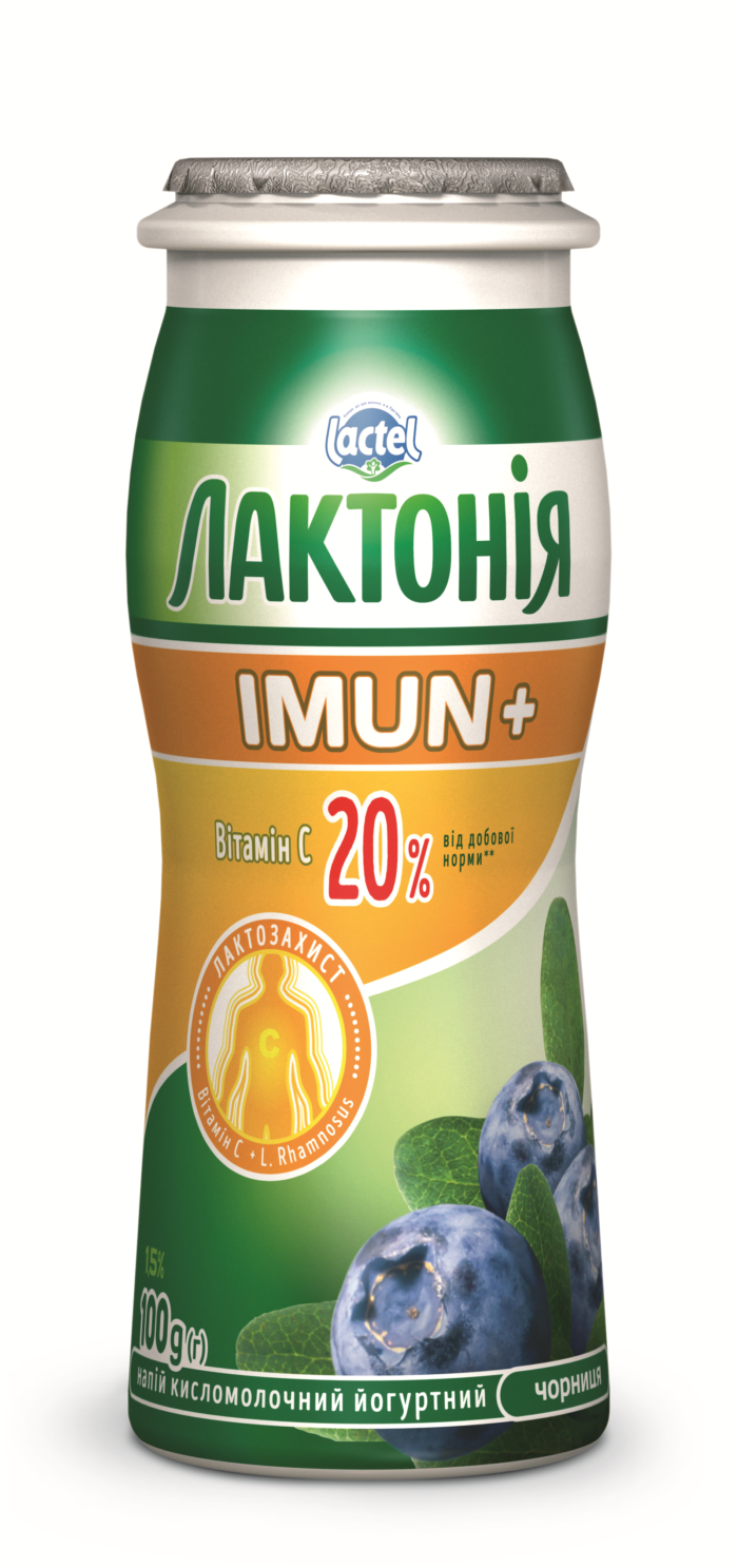 Dairy drink  enriched with Vitamin C and probiotic Rhamnosus Blueberry  Lactonia Imun+