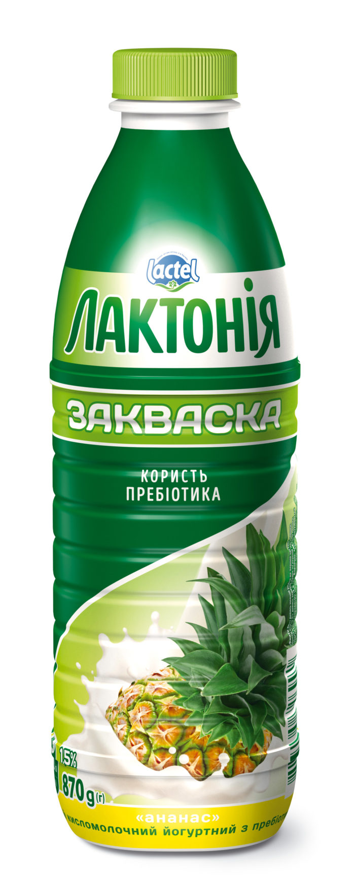 Dairy yogurt drink “Zakwaska” Ananas 1,5%, “Lactonia” (Bottle 0,870)