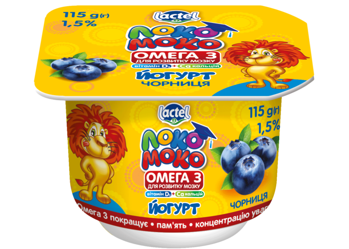 Yoghurt 1,5% Blueberry, with Calcium, Omega3 and Vitamin D3 Loko Moko (cup 0,115 kg)