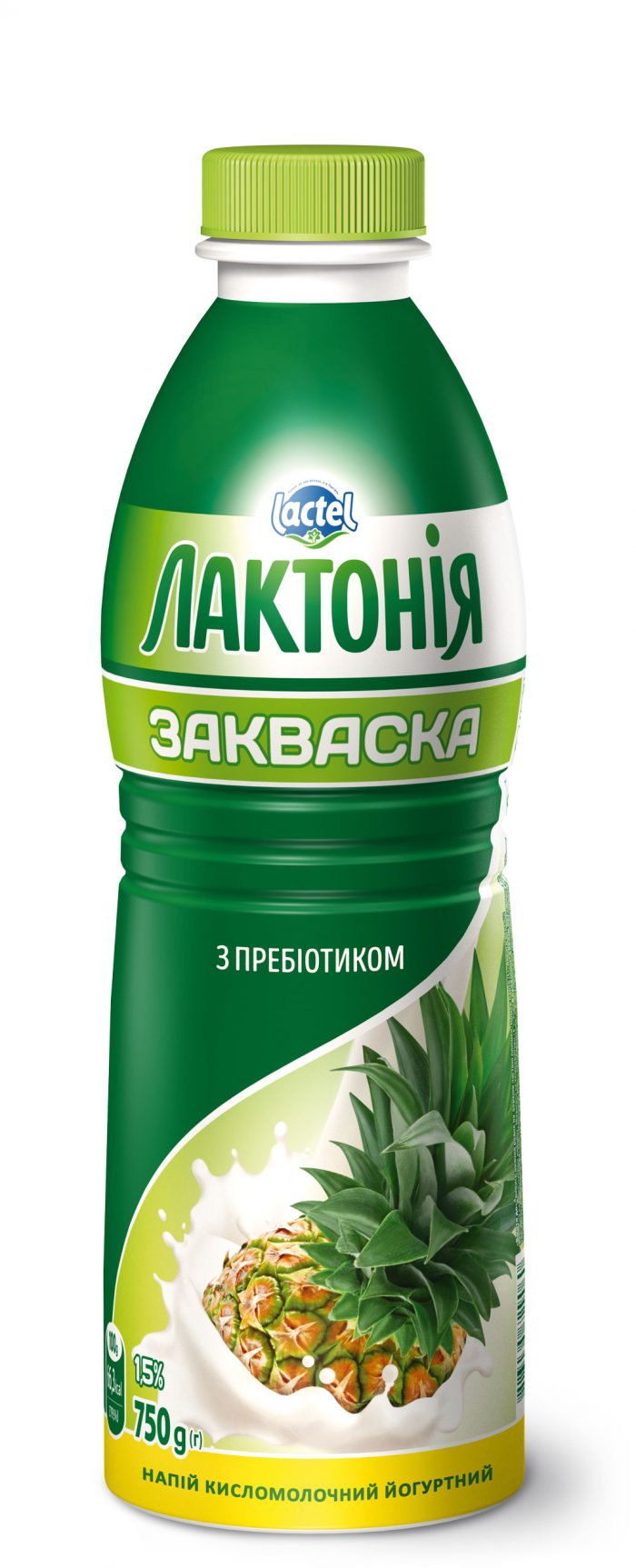 Yogurt type dairy drink “Zakvaska” Pineapple 1.5%, “Lactonia”