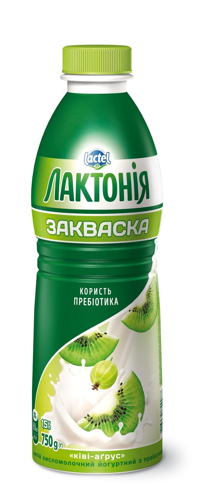 Dairy yogurt  drink “Zakwaska” Kiwi-Gooseberry1,5%,  “Lactonia” (Bottle 0,750)