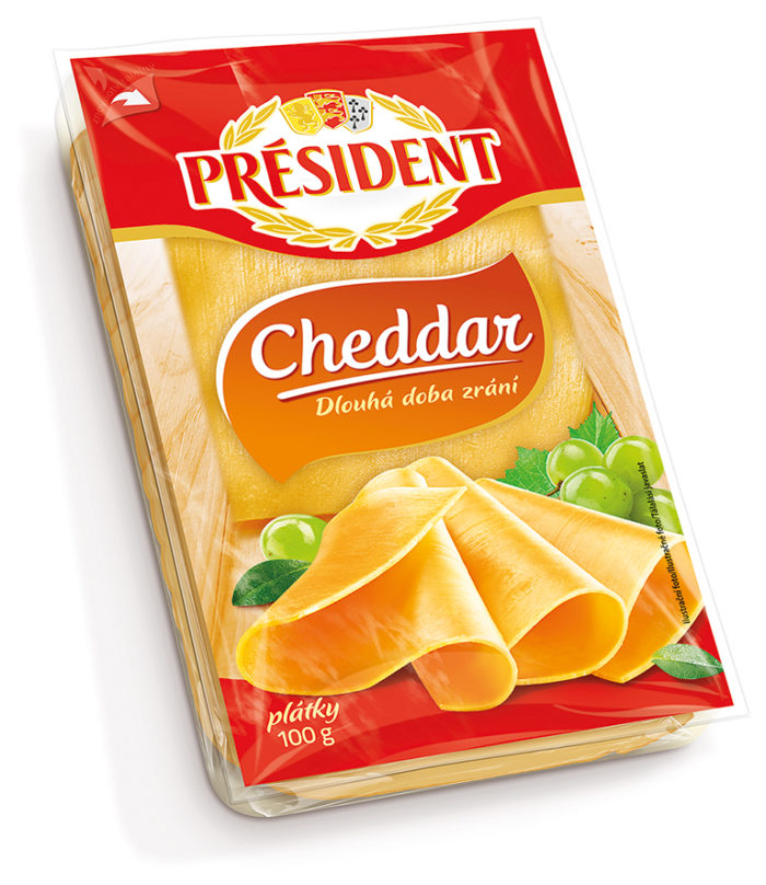 Hard cheese Cheddar sliced 51% President