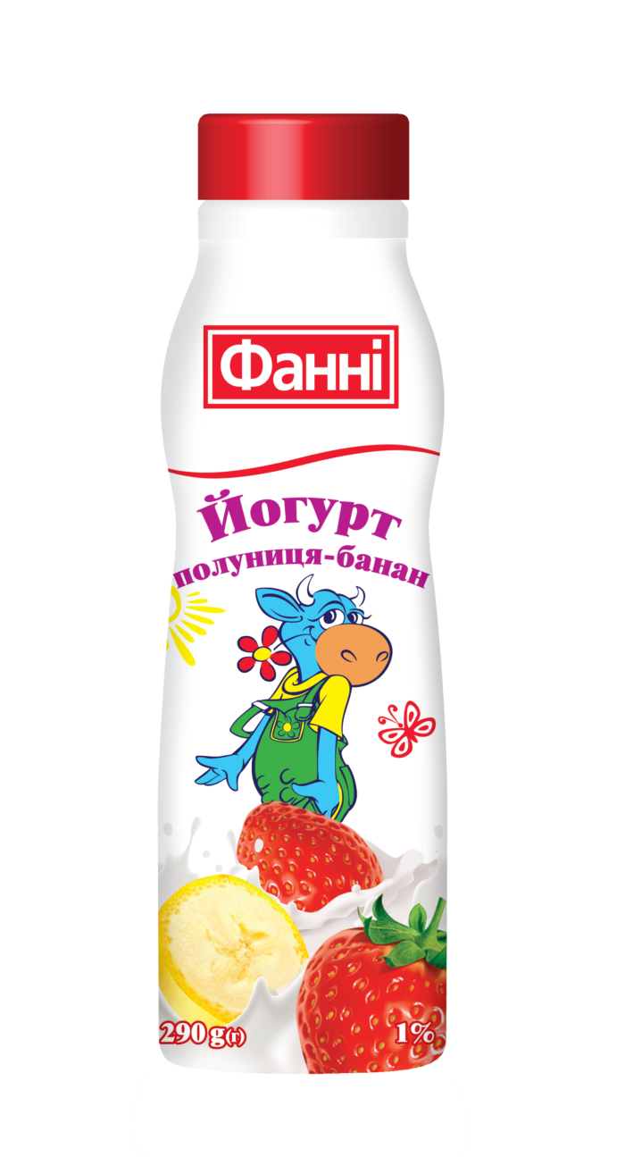 Йогурт питний 1% з полуницею та бананом Фанні