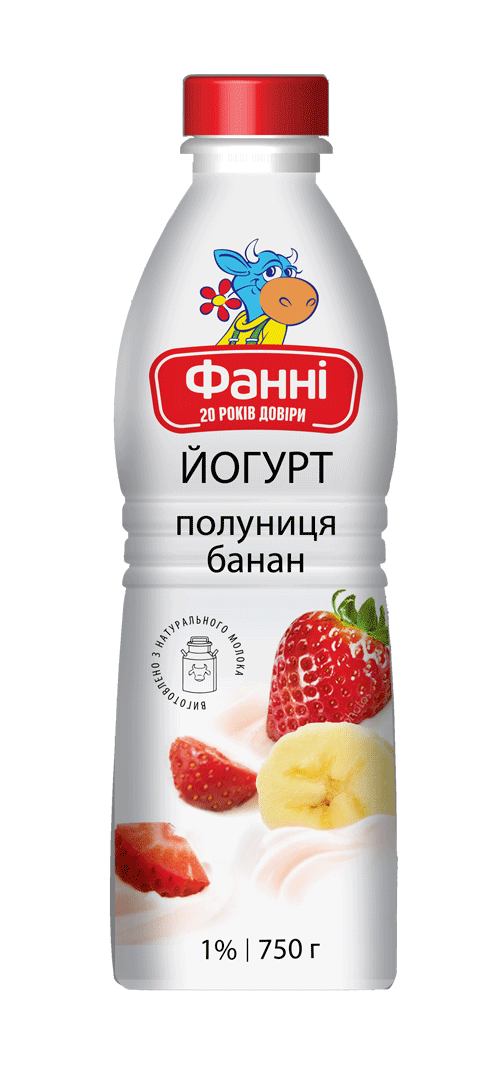 Йогурт питний 1% Полуниця-банан Фанні