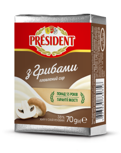 Processed cheese with mushrooms 38% President
