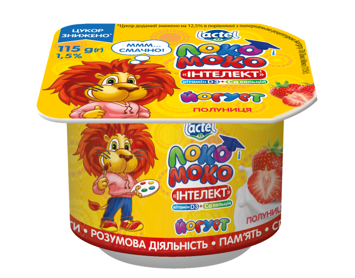 Yogurt Strawberry, with complex Intellect, Calcium and Vit. D3 1,5% Loko Moko