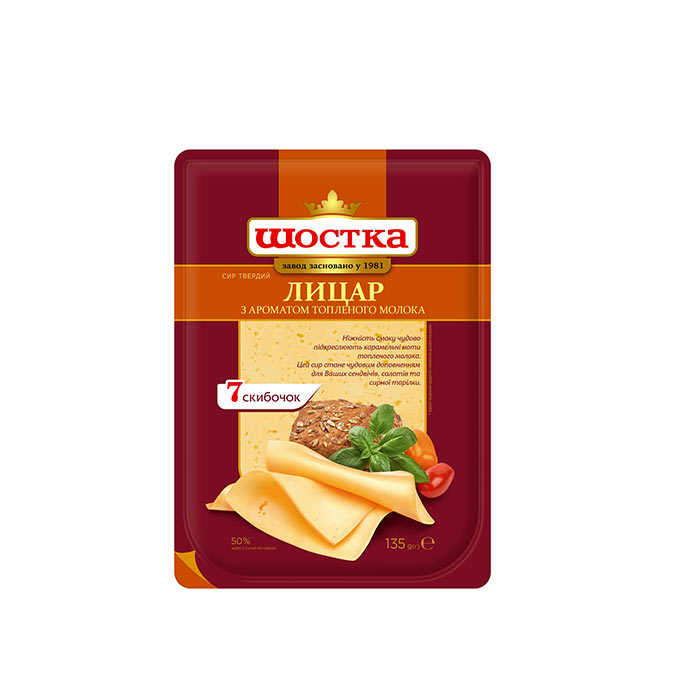 Hard cheese Lytsar slice 50% Shostka