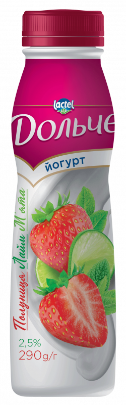 Йогурт питний 2,5% полуниця-лайм-м’ята Дольче
