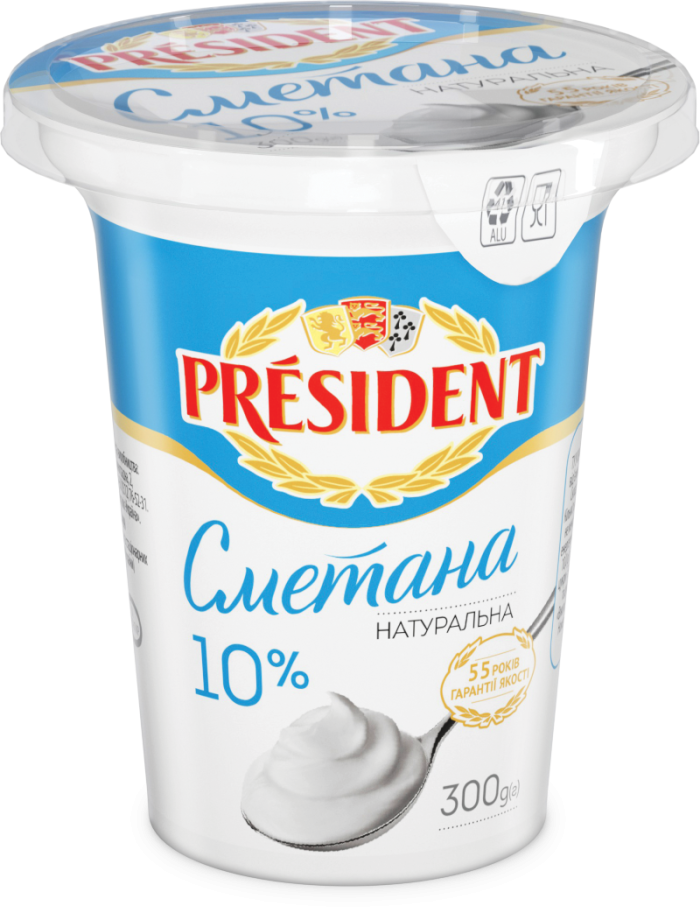 Сметана Президент 10%
