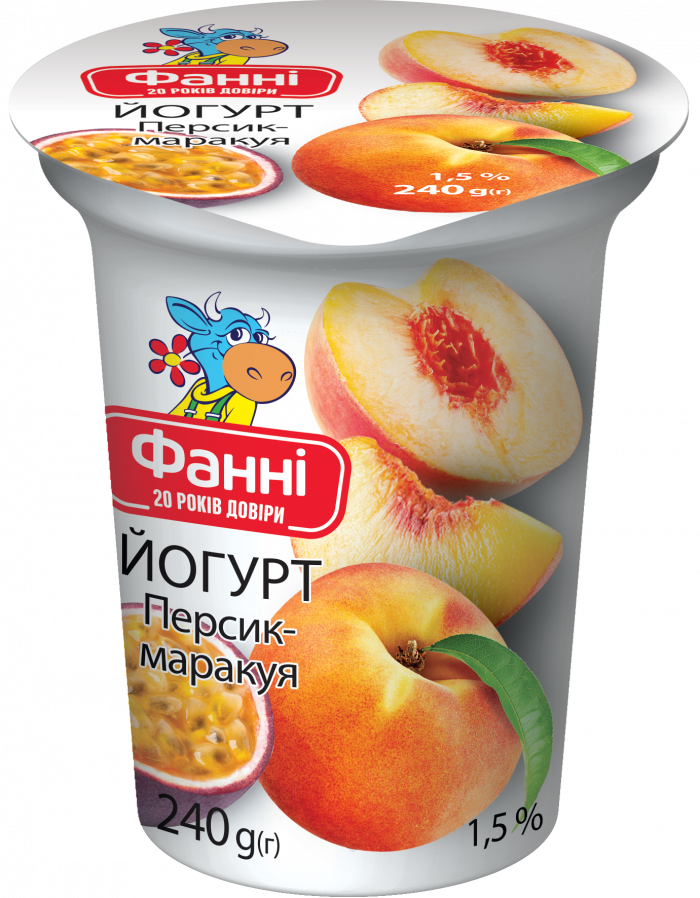 Yogurt 1,5% Peach-passion fruit Fanni