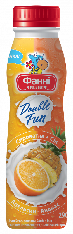Whey drink with juices of orange and pineapple Fanni, low-fat