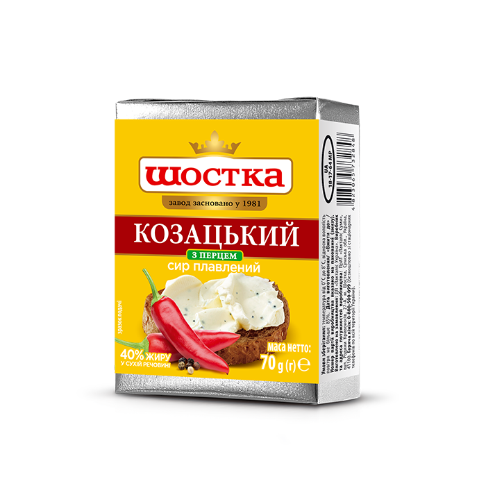 Сир плавлений Козацький з перцем 40% Шостка